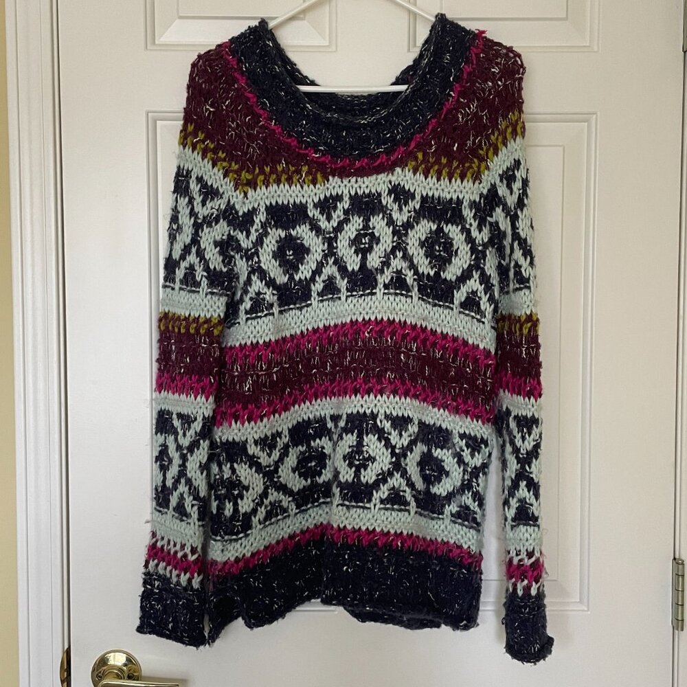 Free People Jewel Toned Knit Pullover Sweater Tunic Size XS